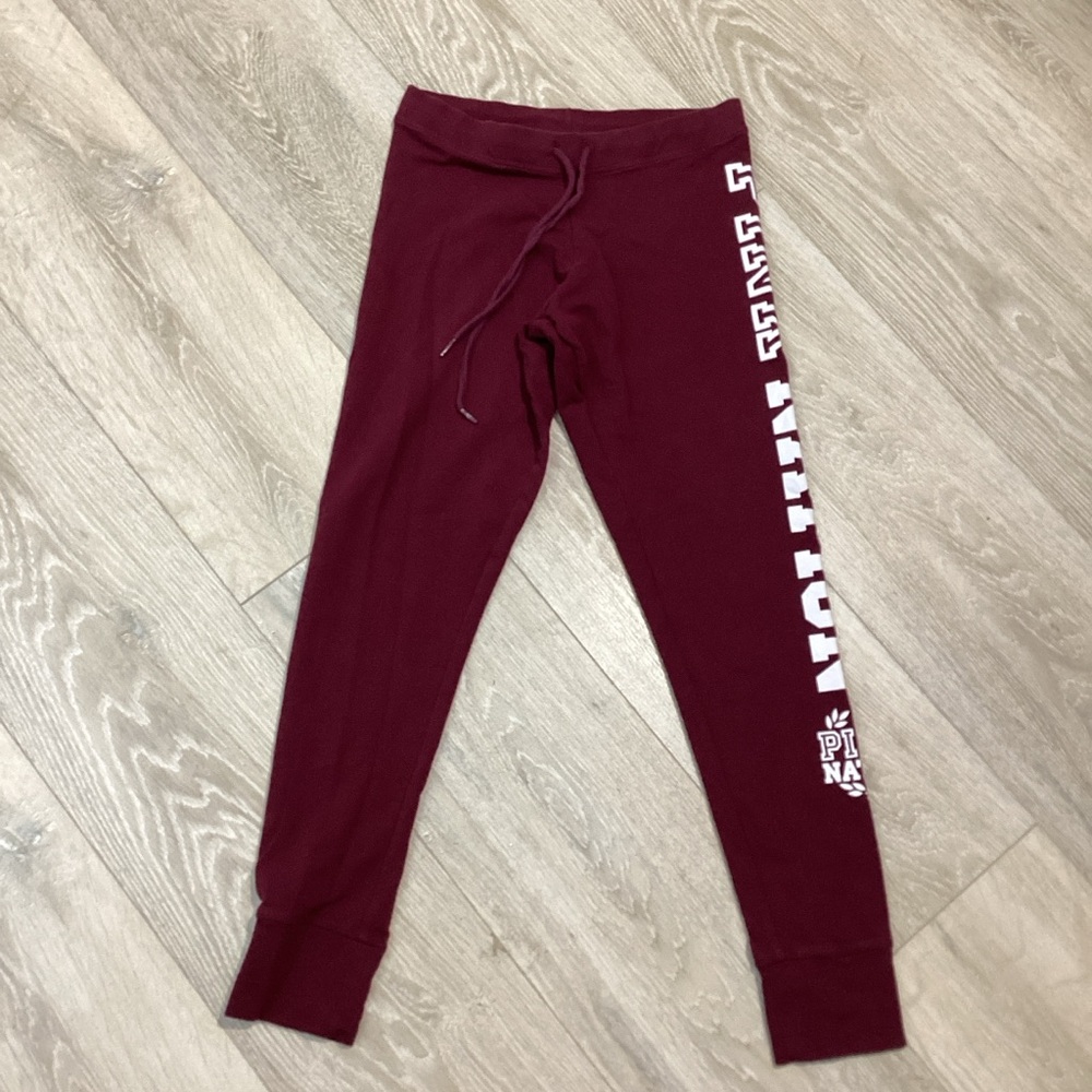 PINK NATION Victoria's Secret Burgundy Leggings Joggers Sweatpants Size Xs